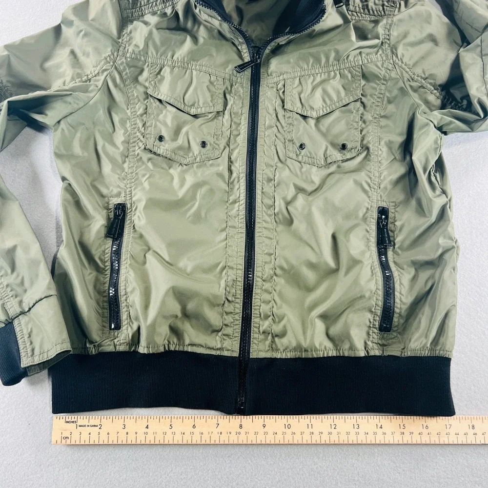 Michael Kors Bomber Jacket Women M Olive Green Utility Gorpcore MilitaryHooded